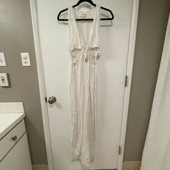 LSPACE Cover-Up Cut Out Plunging Maxi Dress Cream XS - Picture 2 of 14
